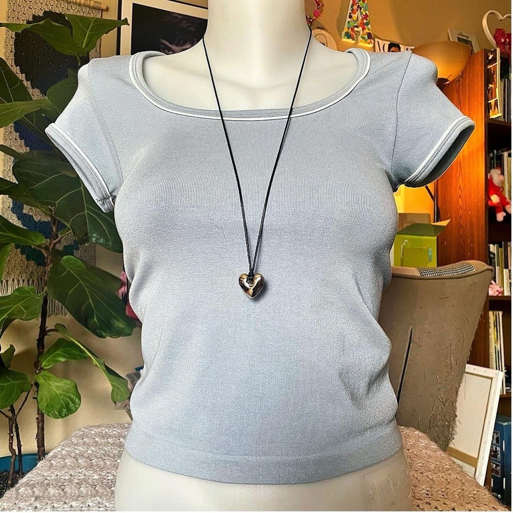 BNWT Happily Grey light blue baby tee